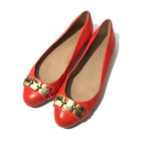 Talbots Orange Gold Chain Slip On Flats 7.5